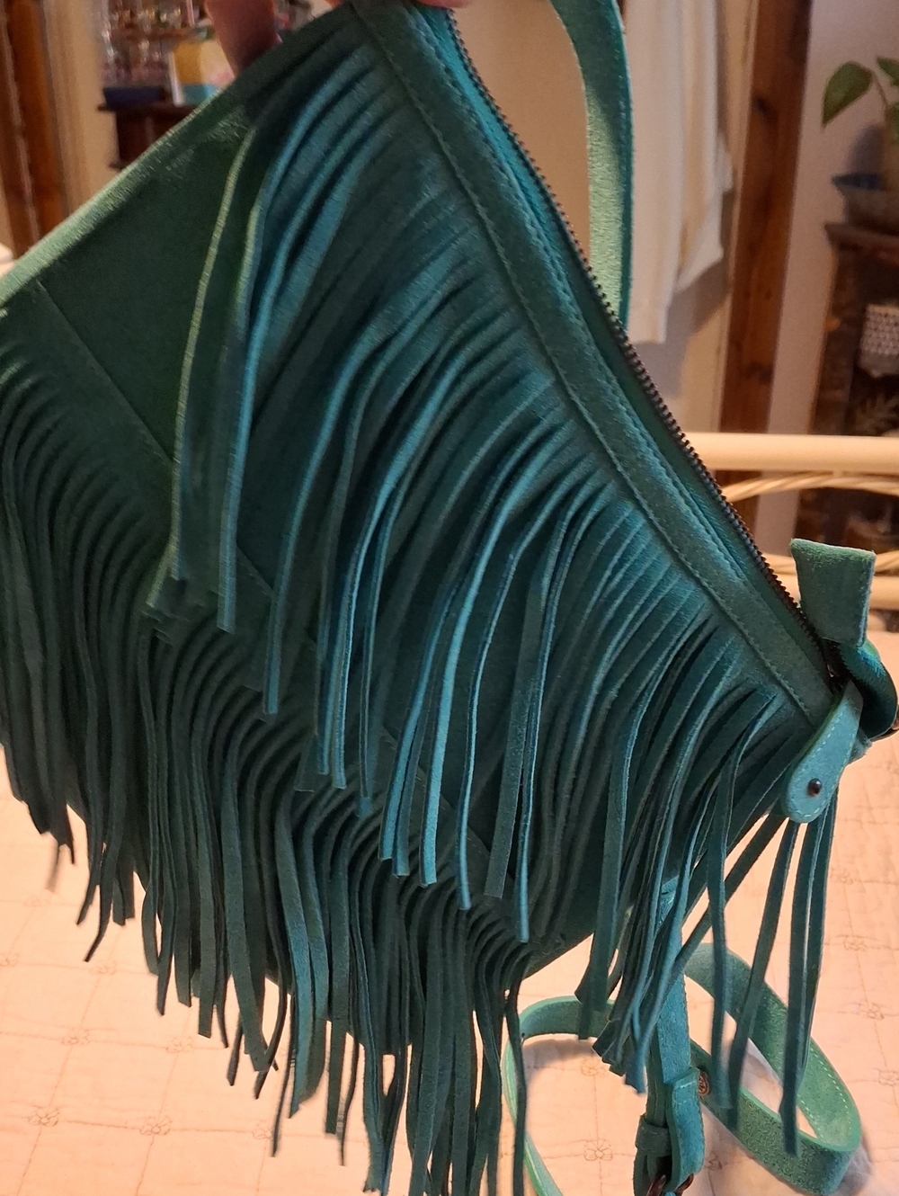 Miranda Lambert Idyllwind Teal Fringe Crossbody Bag with Adjustable Strap by - Picture 2 of 6